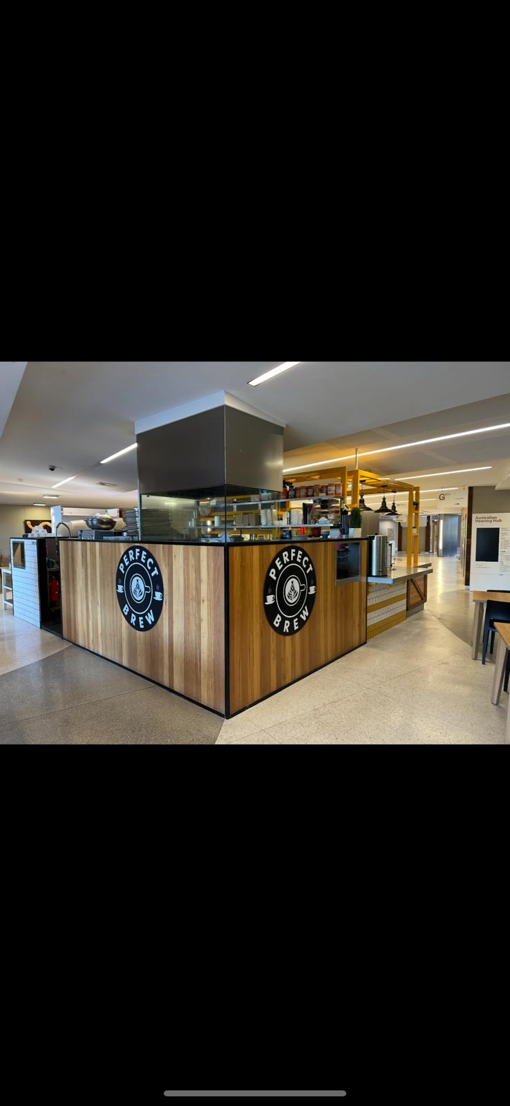 Cafe interior with clean floors and service counter